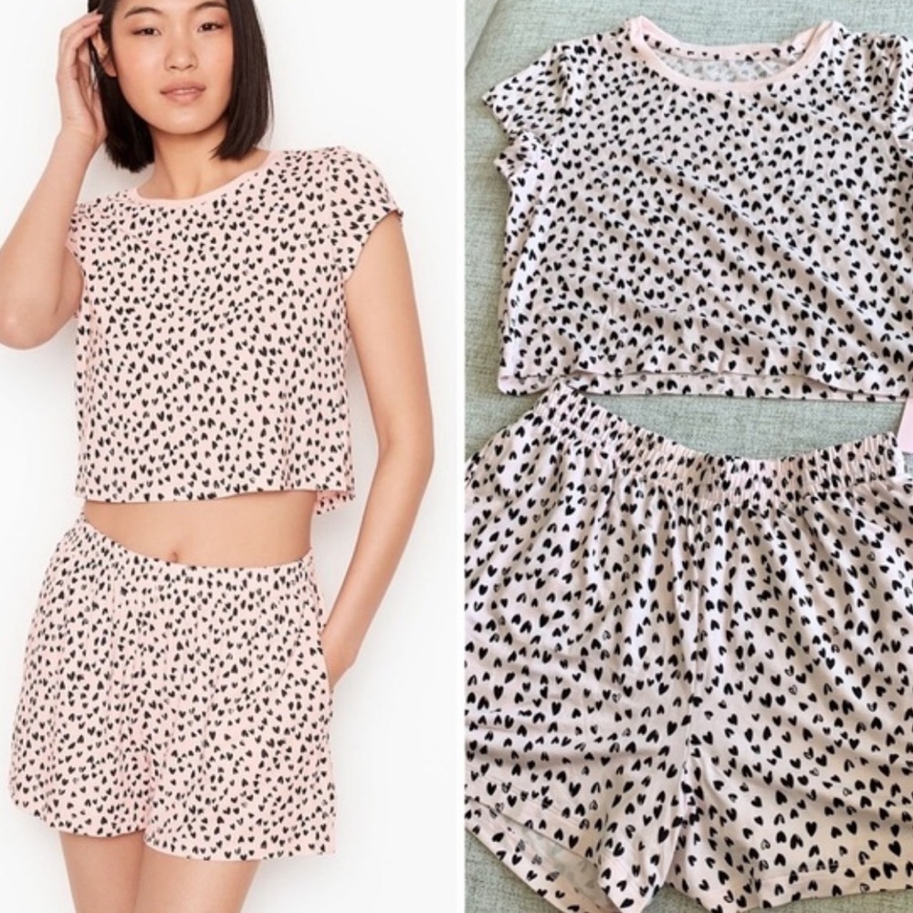 Victoria Secret Heavenly Heart Print Pajama Set